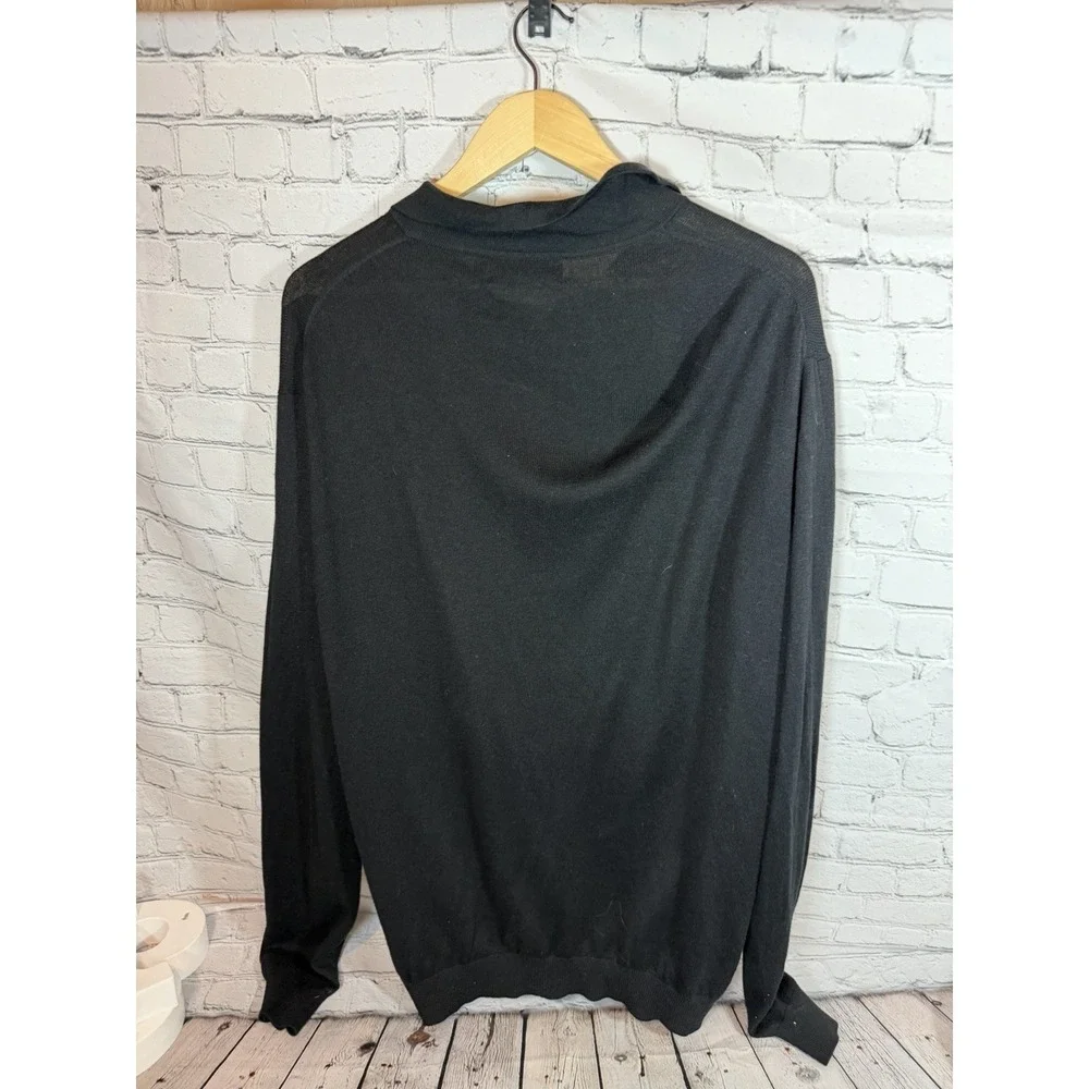 Paul Fredrick Silk Cashmere‎ Blend Collar Sweater Black Men's Luxury XLT
